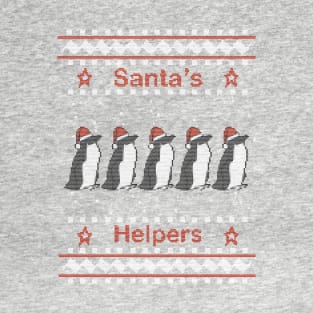 Santas Helpers Knitted Penguins Christmas Sweaters T-Shirt